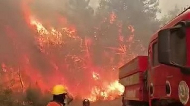 Antalya'da yangınla mücadele eden ekipler son anda kurtuldu