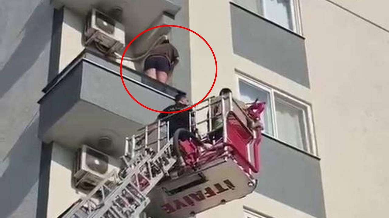Böcek korkusuyla balkonda mahsur kalan kadın kurtarıldı