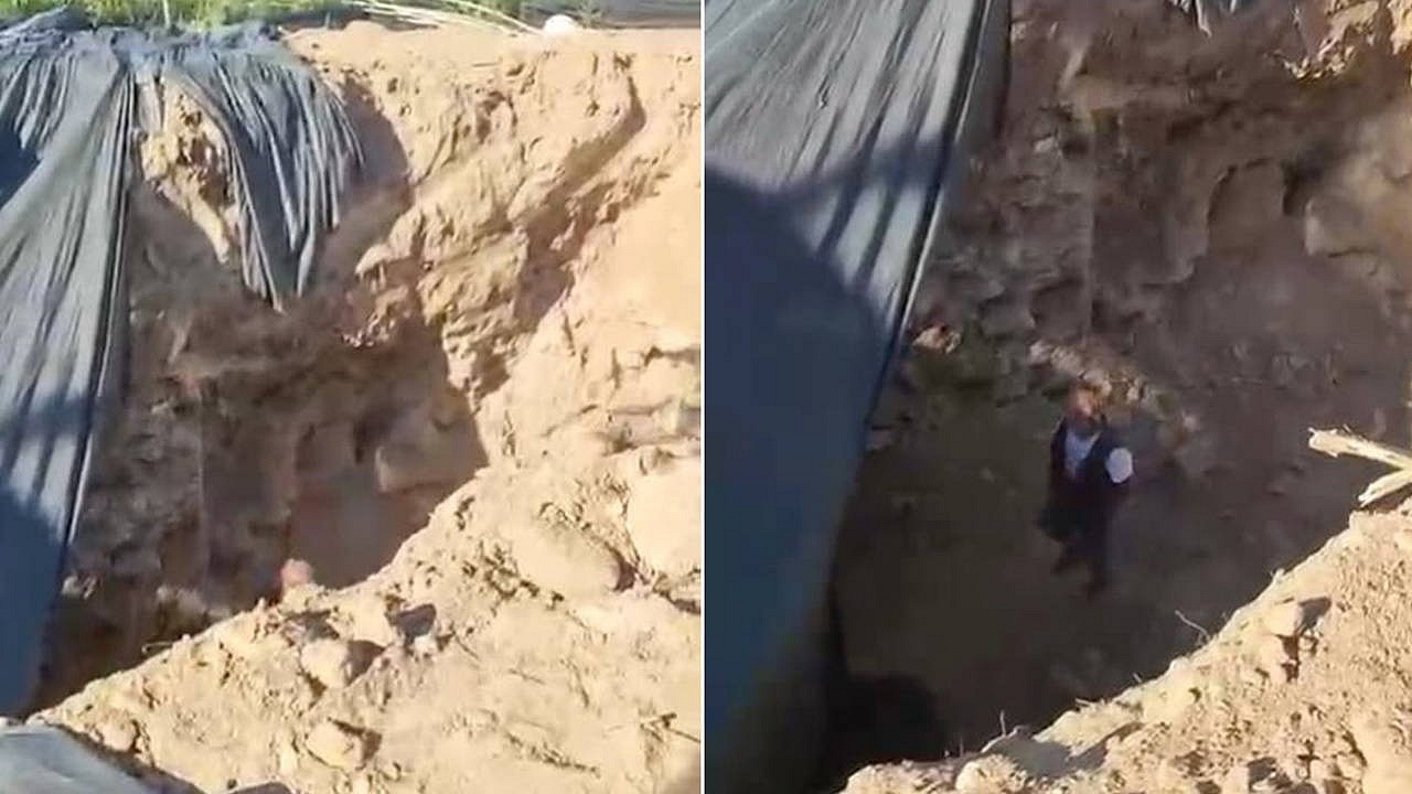 Çilek bahçesindeki kaçak kazıda 6 kişi gözaltına alındı