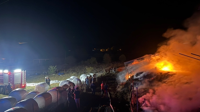 Karabük'te çıkan yangında 3 bin balya ot yandı