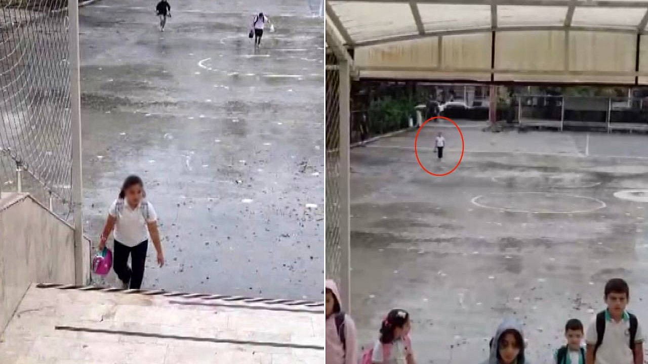 Küçük Asel, yağmur altında İstiklal Marşı'na eşlik etti
