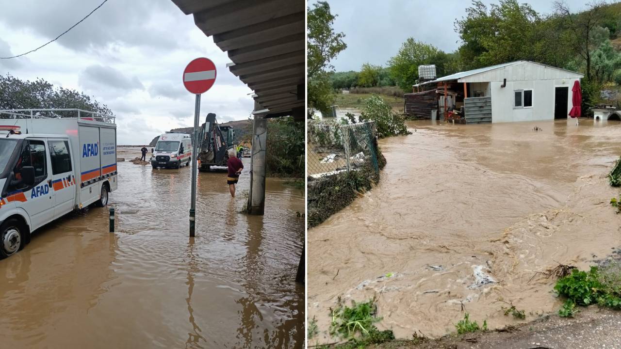 Mudanya'da sağanak yağış sonrası su baskınları yaşandı