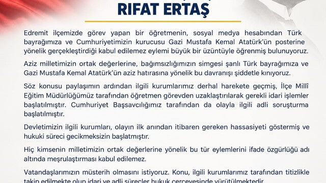 AK Parti Edremit İlçe Başkanı Rıfat Ertaş'tan kınama