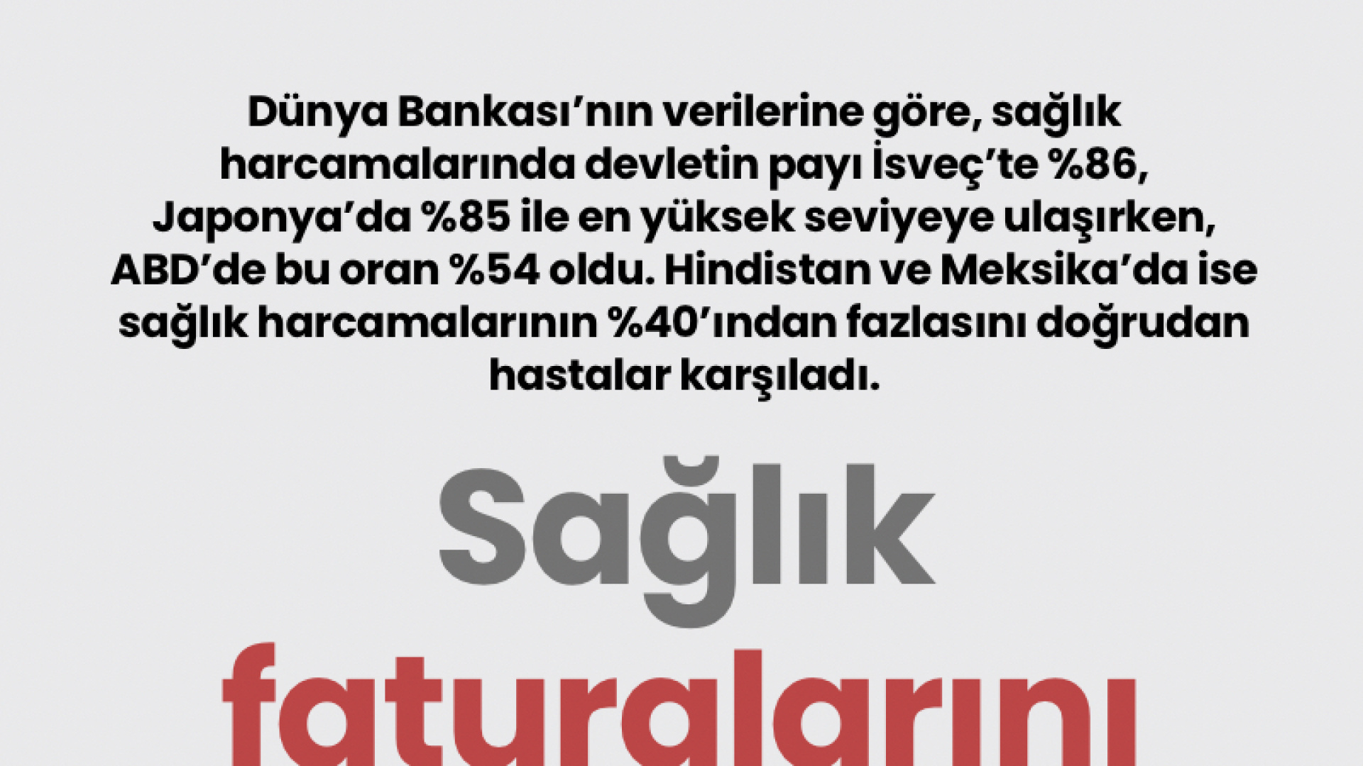 Dünya Bankası raporuna göre sağlık harcamalarının payı