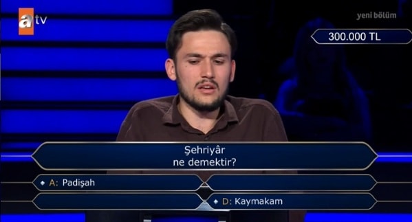 Emrullah Erol 300 bin liralık soruda kaldı