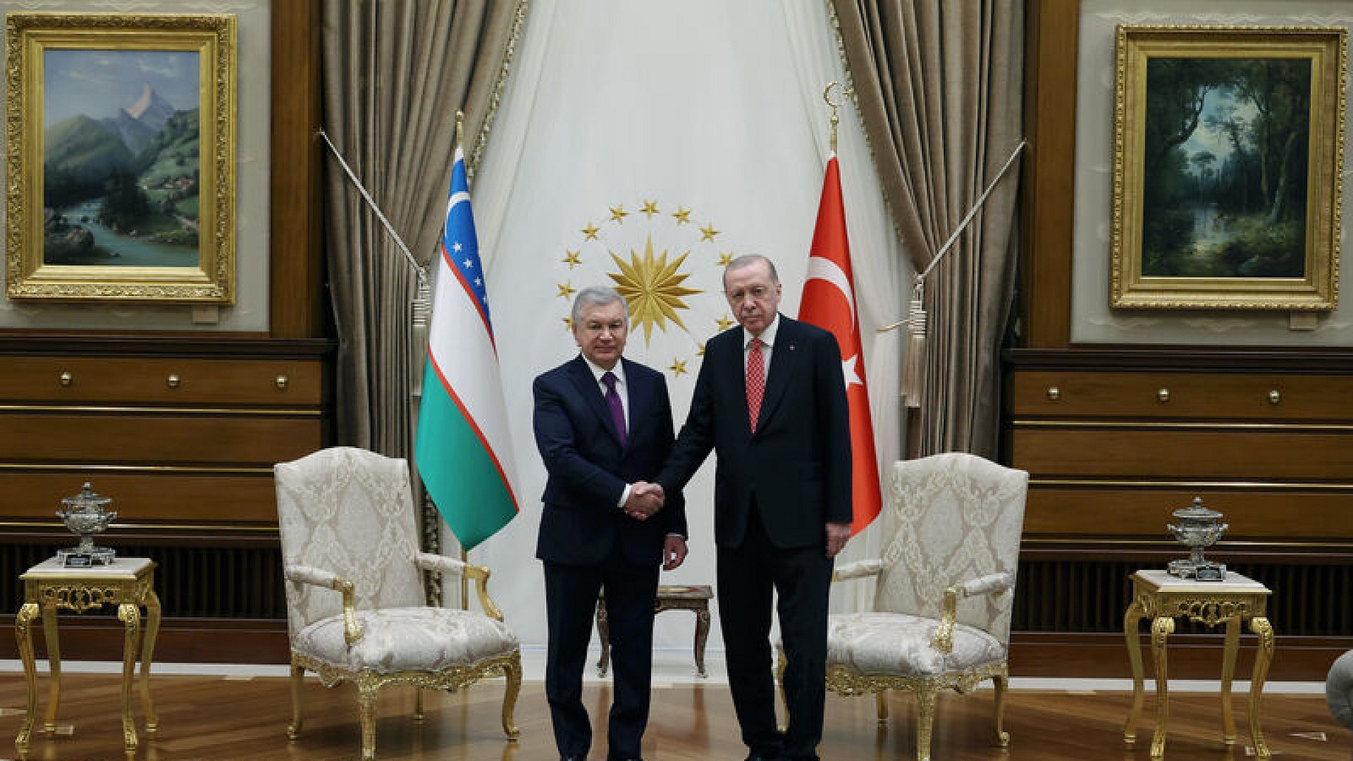 Erdoğan, Özbekistan Cumhurbaşkanı Mirziyoyev ile görüştü