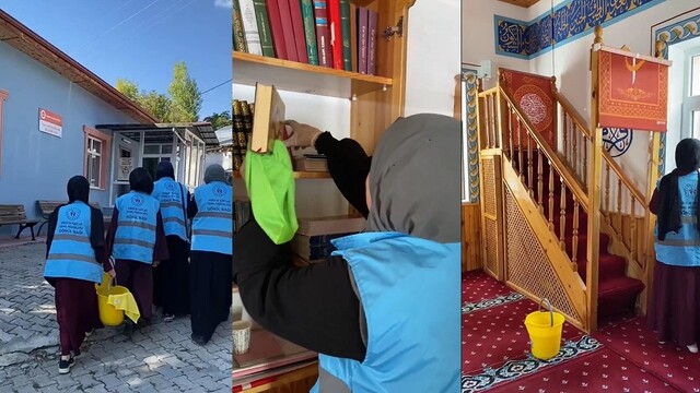 Erzincan'da öğrenciler cami temizliği etkinliği düzenledi