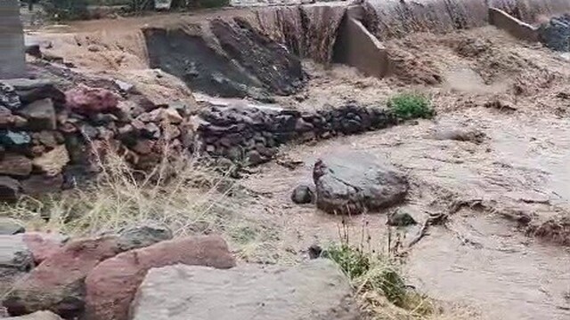 Erzurum'da aşırı yağış sonrası köylüler selle mücadele etti