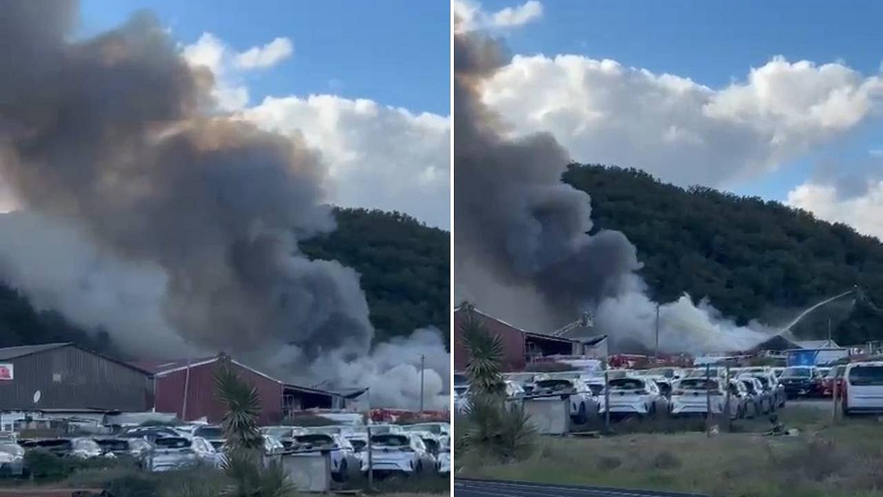Eyüpsultan'daki yediemin otoparkında yangın çıktı