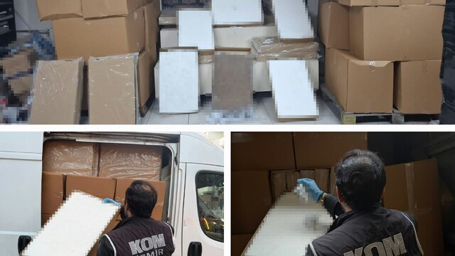 Gaziemir'de mobil depoya baskın: 2 milyon makaron