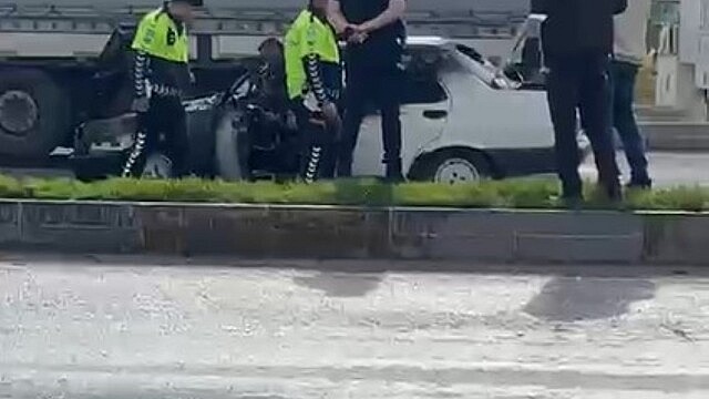 Karapınar'da seyir halindeki otomobilde yangın çıktı