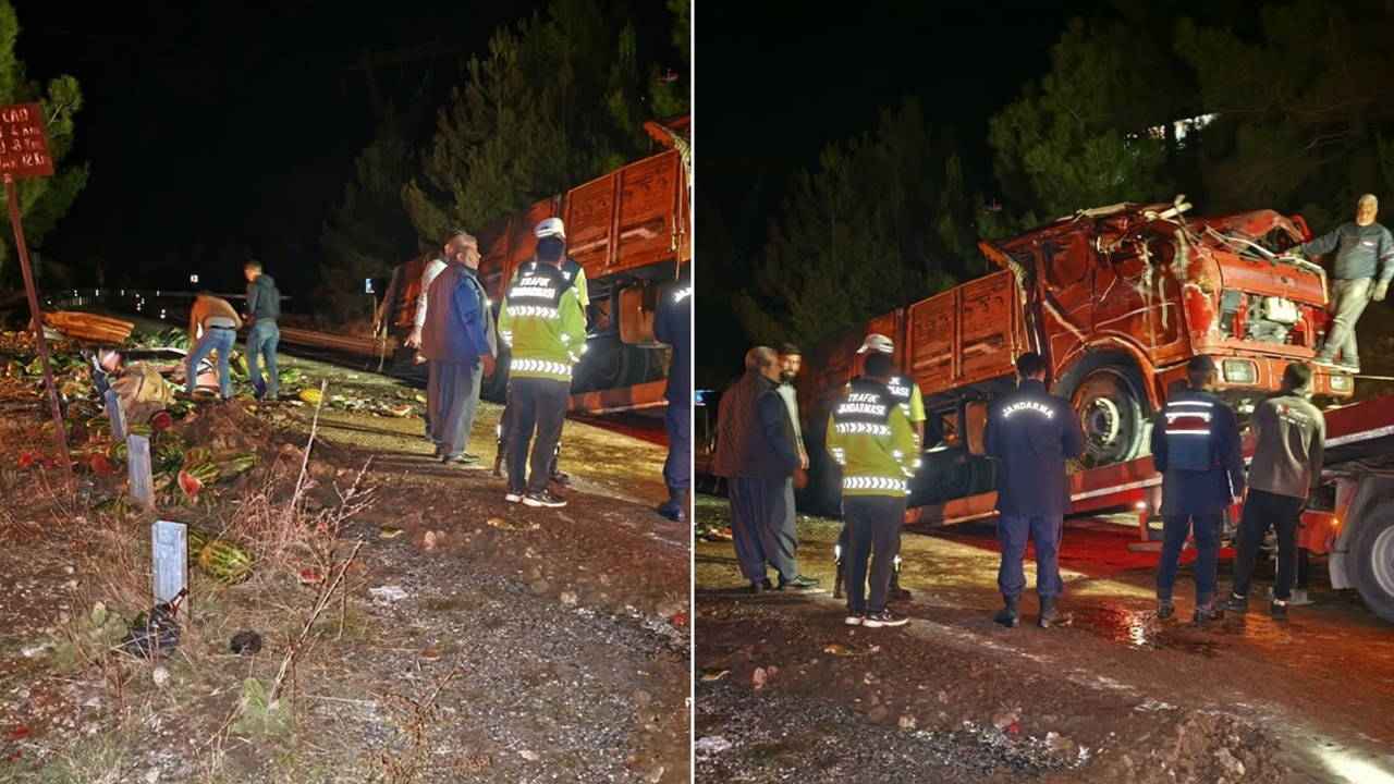 Karpuzların çarptığı kazada 2 kişi yaralandı Tarsus'ta