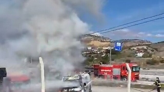 Kastamonu'da park halindeki tankerde yangın çıktı