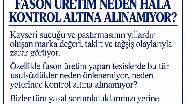 Kayseri'de fason sucuk üretimine denetim çağrısı yapıldı