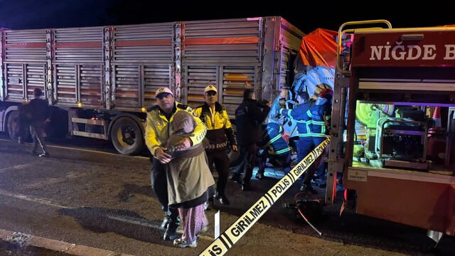 Niğde'de TIR'a çarpan kamyonet şoförü ağır yaralandı