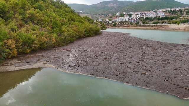 Tunceli'de baraj gölü kıyısında atık birikintileri oluştu