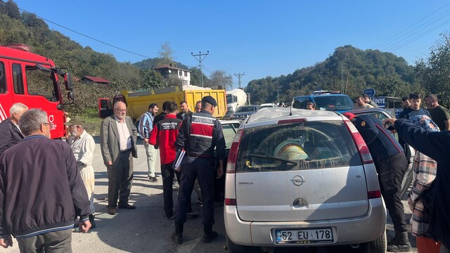Ünye'de hafriyat kamyonuna çarpan otomobilin sürücüsü yaralandı