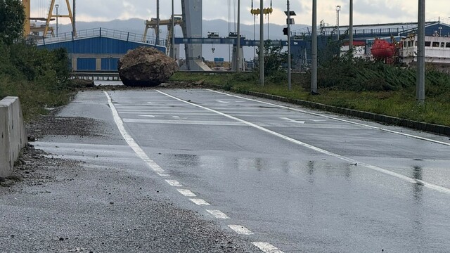 Zonguldak'ta dağdan düşen kaya yol trafiğini kapattı